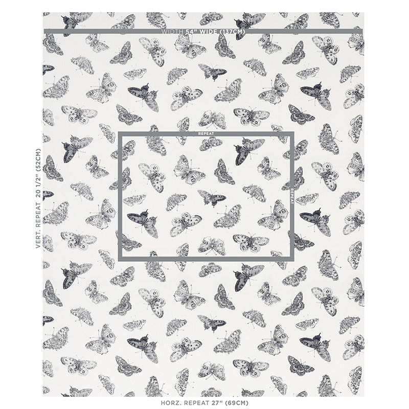 Schumacher Burnell Butterfly Black Fabric Sample 179430
