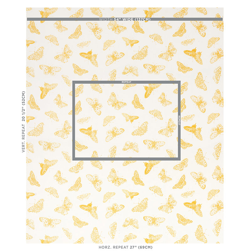 Schumacher Burnell Butterfly Yellow Fabric Sample 179431