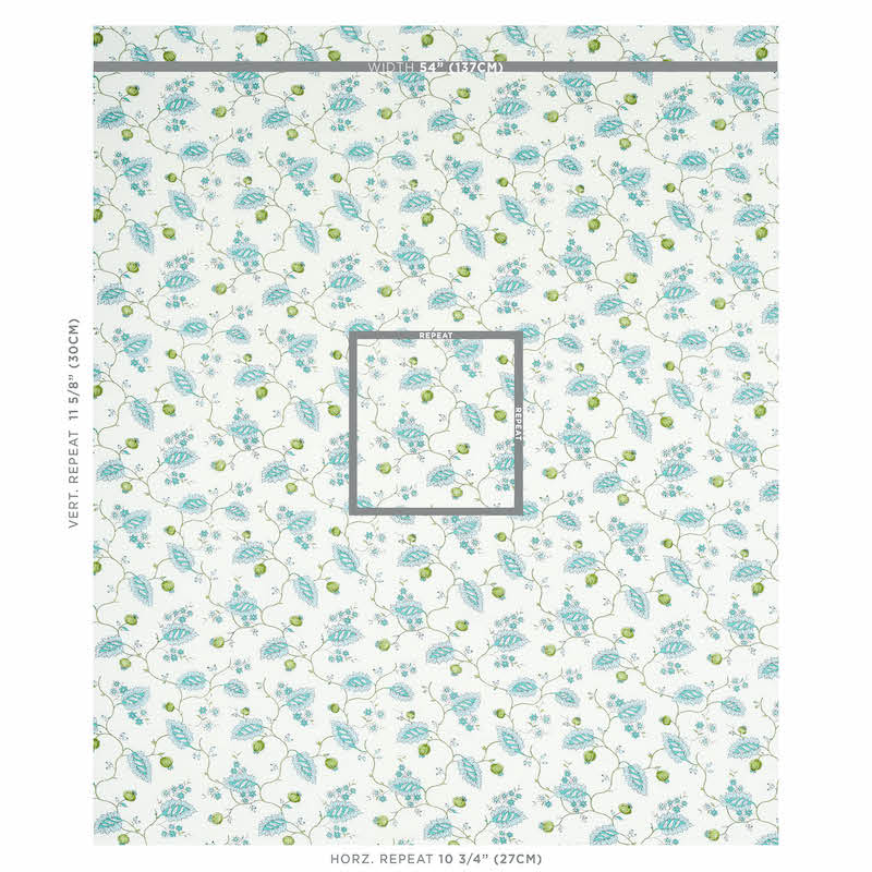 Schumacher Maryam Vine Peacock Fabric Sample 179451