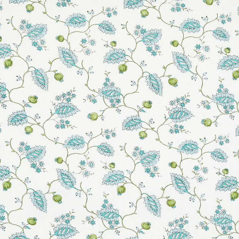 Schumacher Maryam Vine Peacock Fabric Sample 179451