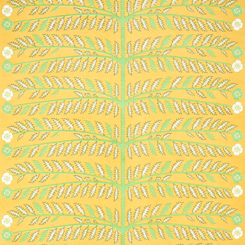 Schumacher Thistle Mustard Fabric Sample 179532