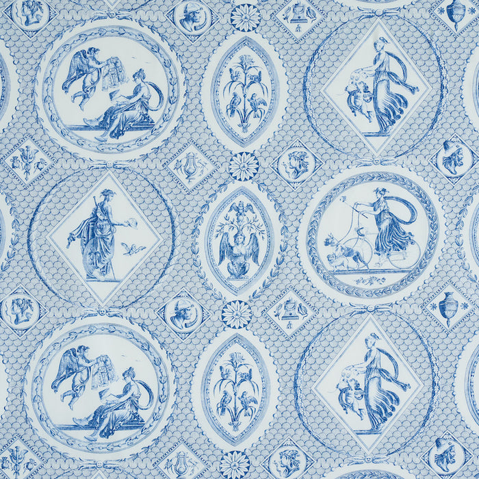 Schumacher Les Scenes Contemporaines Blue Fabric Sample 179560