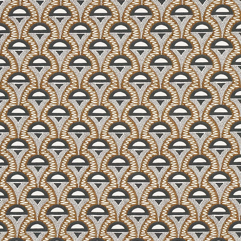Schumacher Abelino Camel & Black Fabric Sample 179580