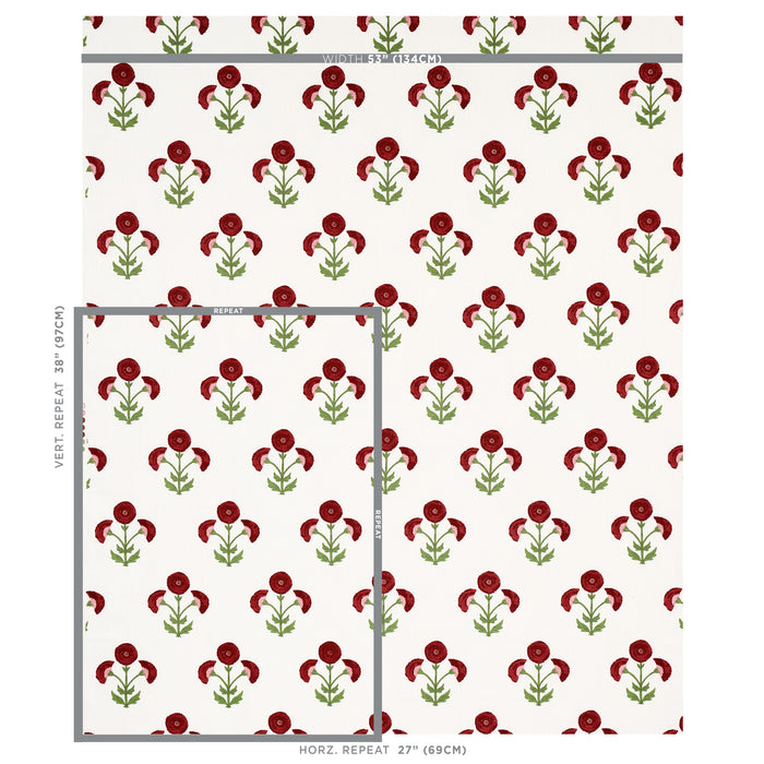 Schumacher Saranda Flower Embroidery Cardinal Fabric 179670