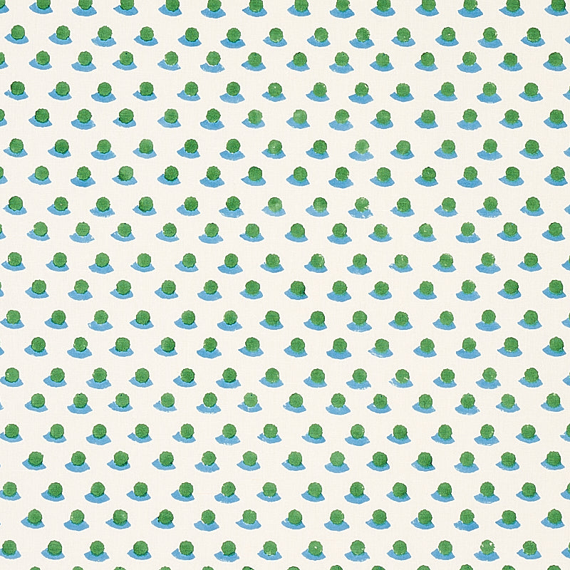 Schumacher Berry Hand Block Print Grass & Sky Fabric Sample 179732