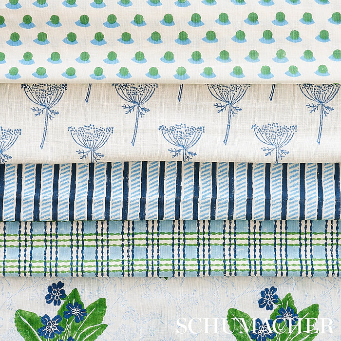 Schumacher Garden Path Hand Block Print Midnight & Sky Fabric 179760