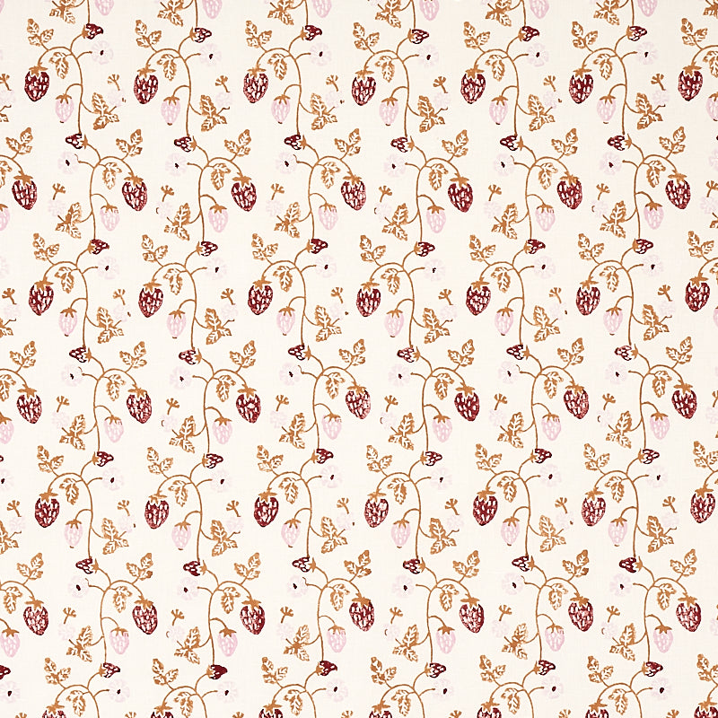 Schumacher Strawberry Hand Block Print Copper Fabric Sample 179781