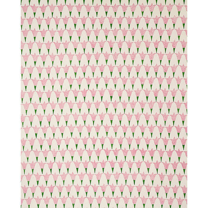 Schumacher Tulip Hand Block Rose & Grass Fabric Sample 179820