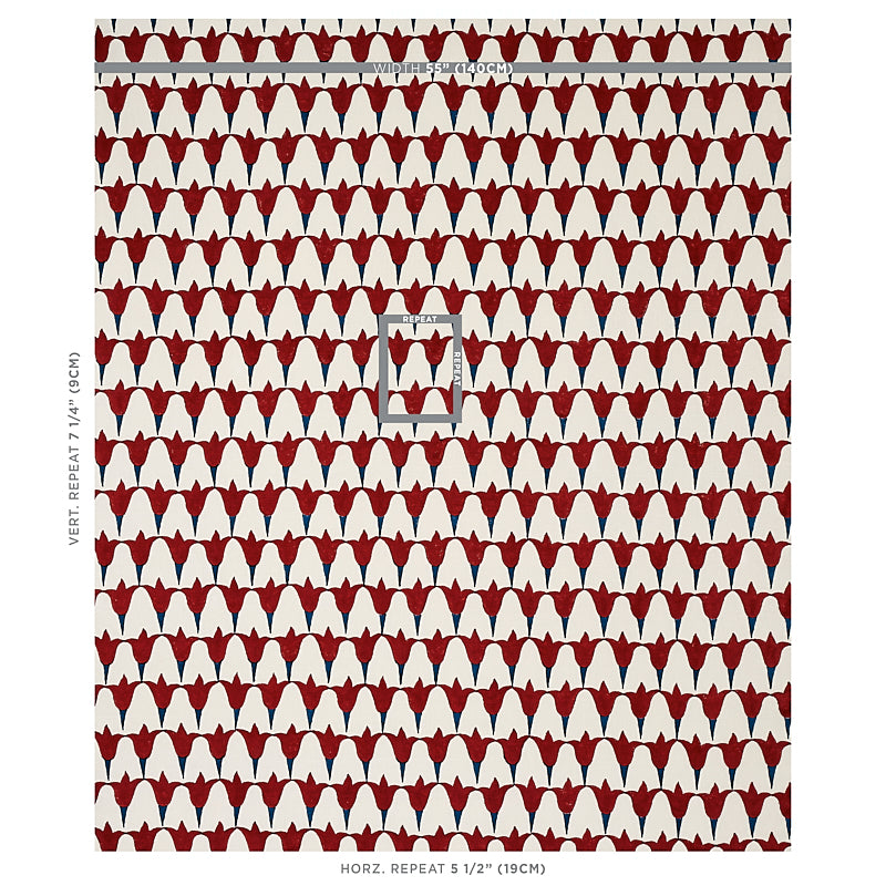 Schumacher Tulip Hand Block Iron & Indigo Fabric Sample 179823