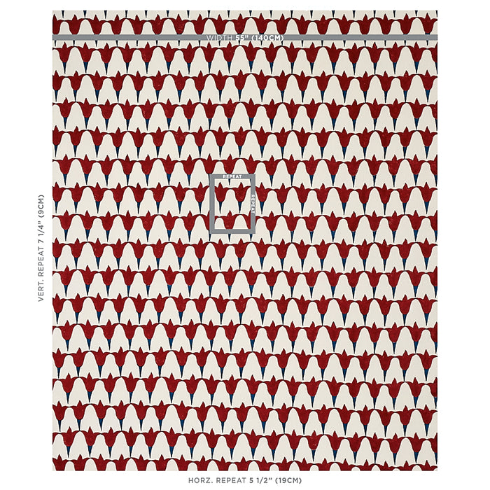 Schumacher Tulip Hand Block Iron & Indigo Fabric Sample 179823