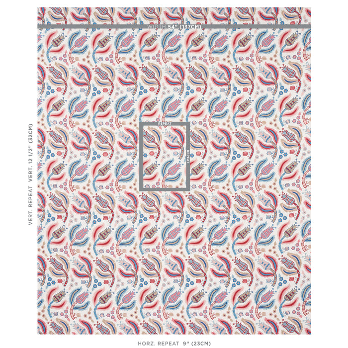 Schumacher Malabar Vine Sky & Rose Fabric 179851