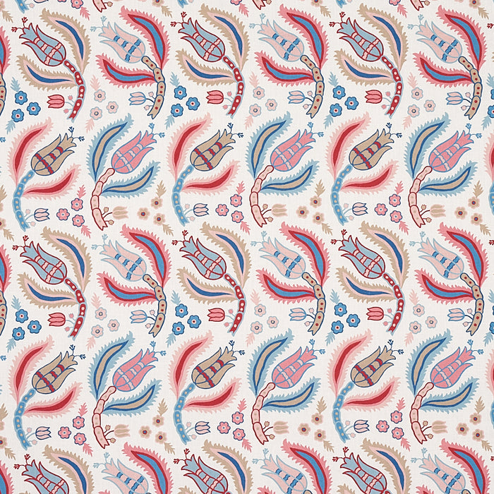 Schumacher Malabar Vine Sky & Rose Fabric Sample 179851