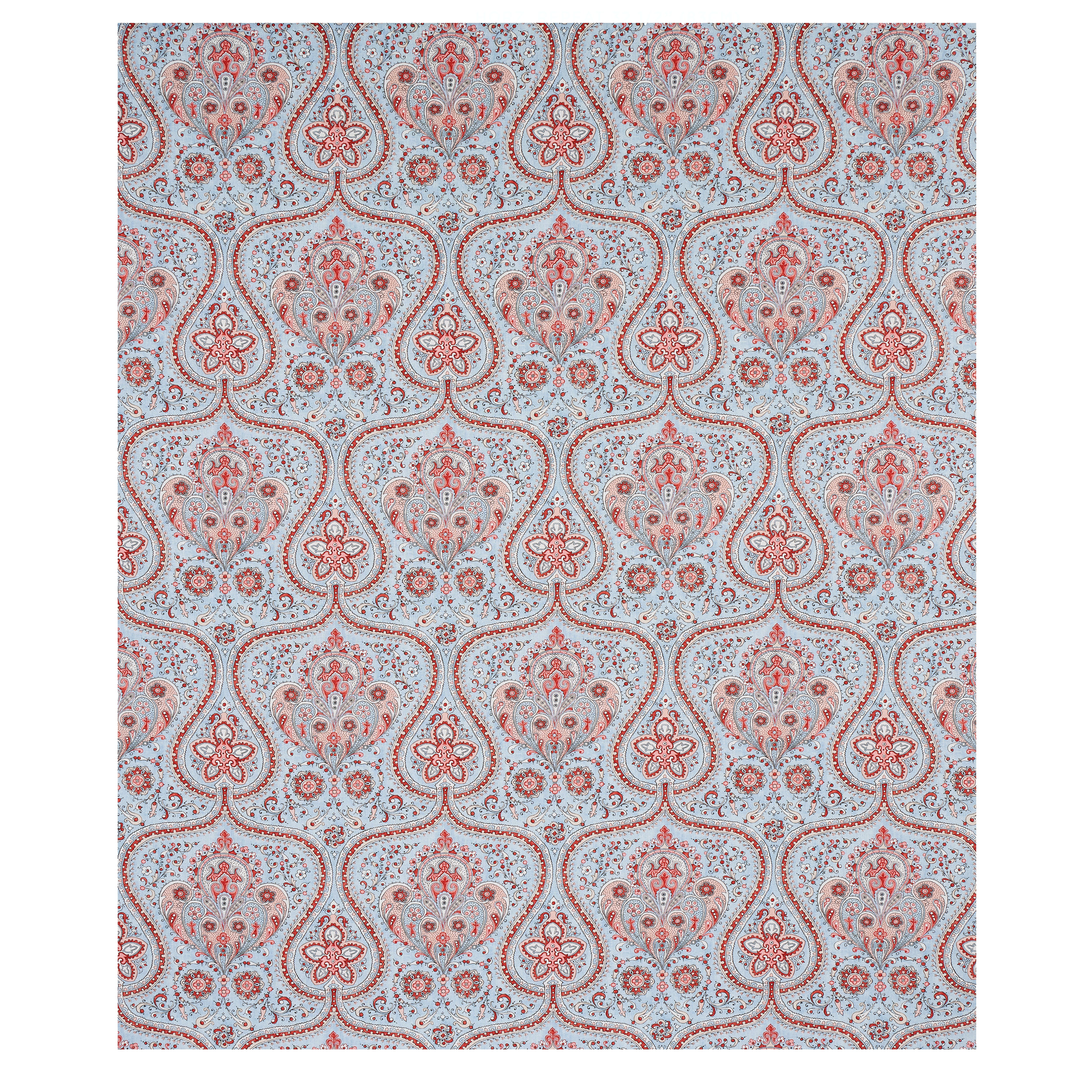 Schumacher Paisley Court Sky & Rose Fabric Sample 179861