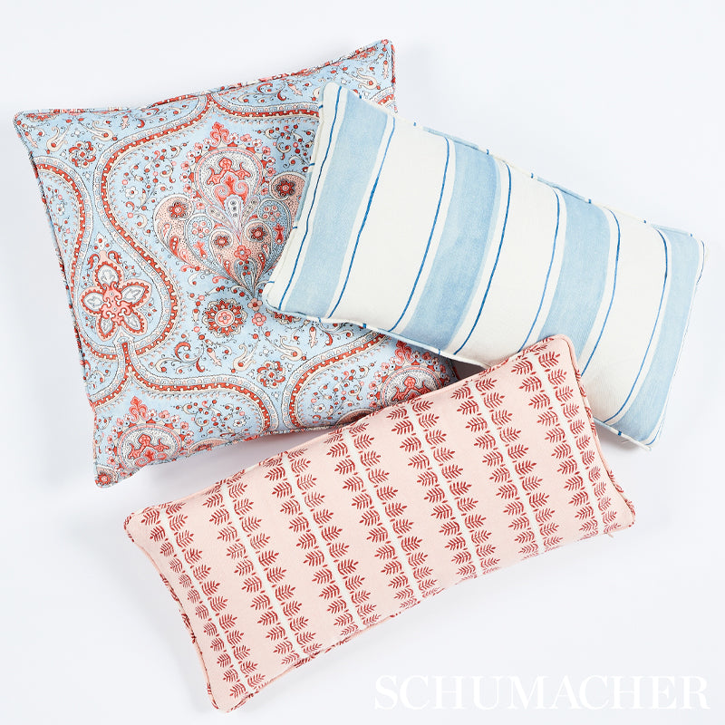 Schumacher Paisley Court Sky & Rose Fabric 179861