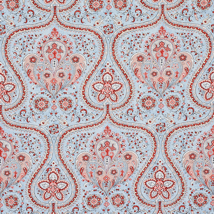Schumacher Paisley Court Sky & Rose Fabric Sample 179861