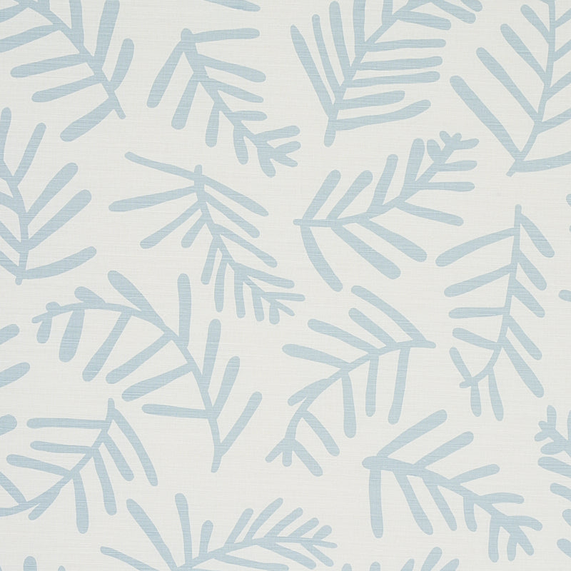 Schumacher Tiah Cove Blue Leaf Fabric Sample 179911