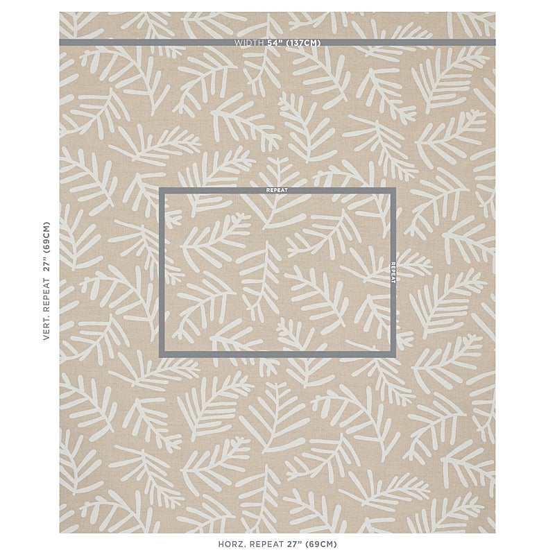 Schumacher Tiah Cove Ivory On Natural Fabric Sample 179912