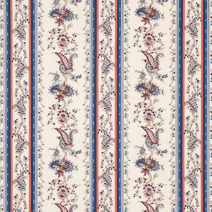 Schumacher Elena Paisley Stripe Blue Fabric Sample 179980