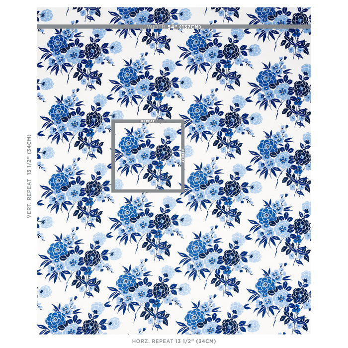 Schumacher Valentina Floral Blue Fabric 180020