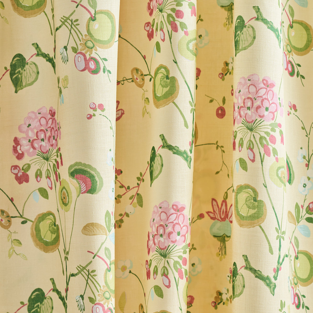 Schumacher Vasily Linen Green And Yellow Fabric Sample 180082