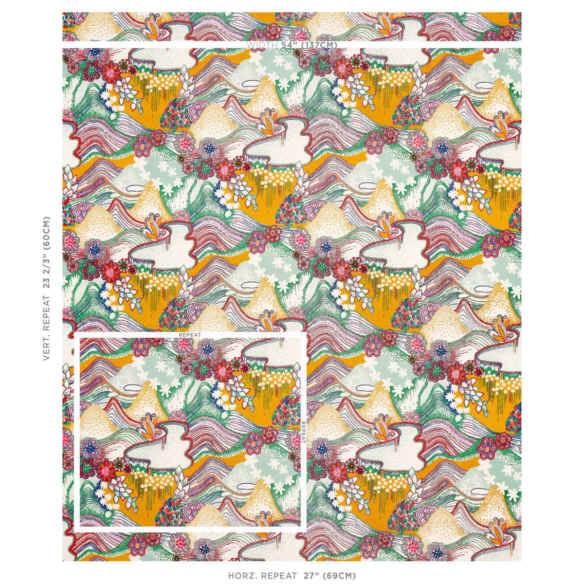 Schumacher Daisy Chain Primary Multi Fabric Sample 180130