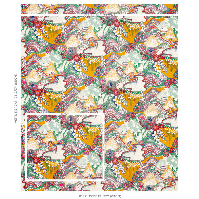 Schumacher Daisy Chain Primary Multi Fabric Sample 180130