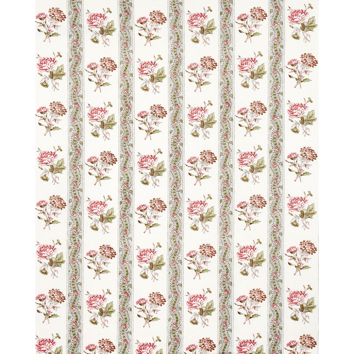 Schumacher Ariana Floral Stripe Famille Rose Fabric Sample 180243