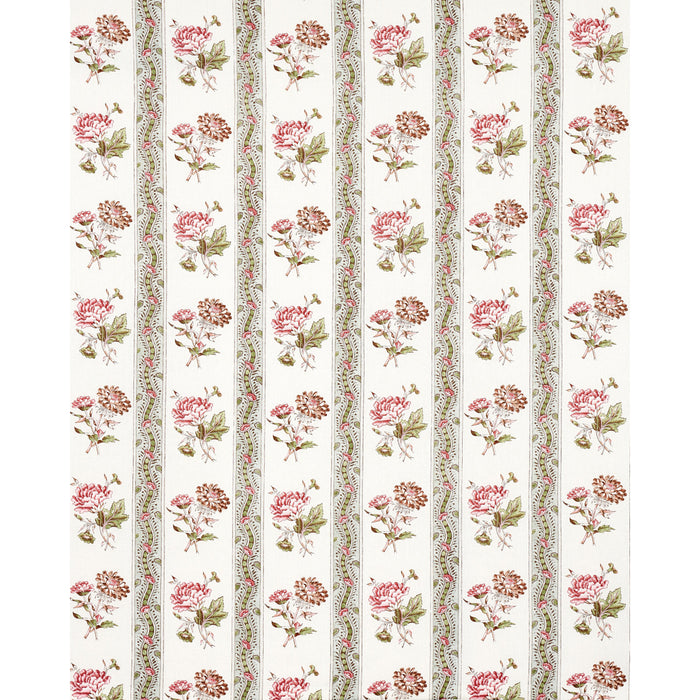 Schumacher Ariana Floral Stripe Famille Rose Fabric 180243