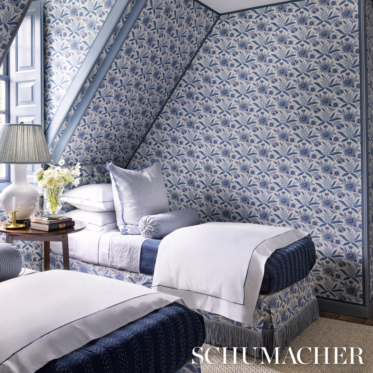 Schumacher Lafayette Botanical Cornflower Fabric 180251
