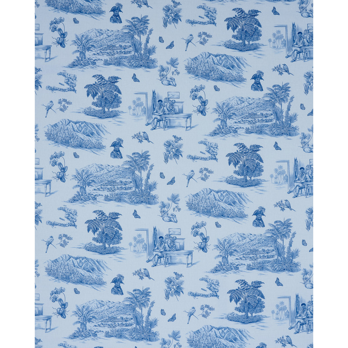 Schumacher Toussaint Toile Blue & Sky Fabric Sample 180273