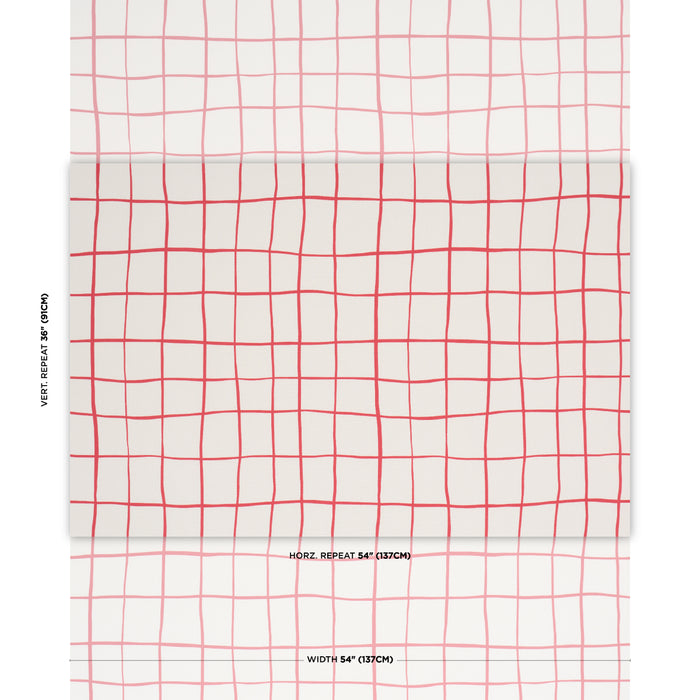 Schumacher Painterly Windowpane Red Fabric Sample 180293