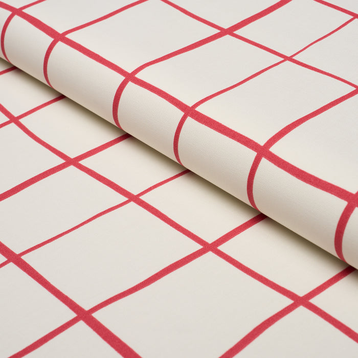 Schumacher Painterly Windowpane Red Fabric 180293