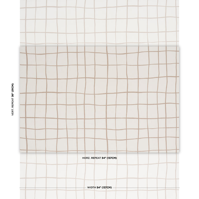 Schumacher Painterly Windowpane Neutral Fabric 180294