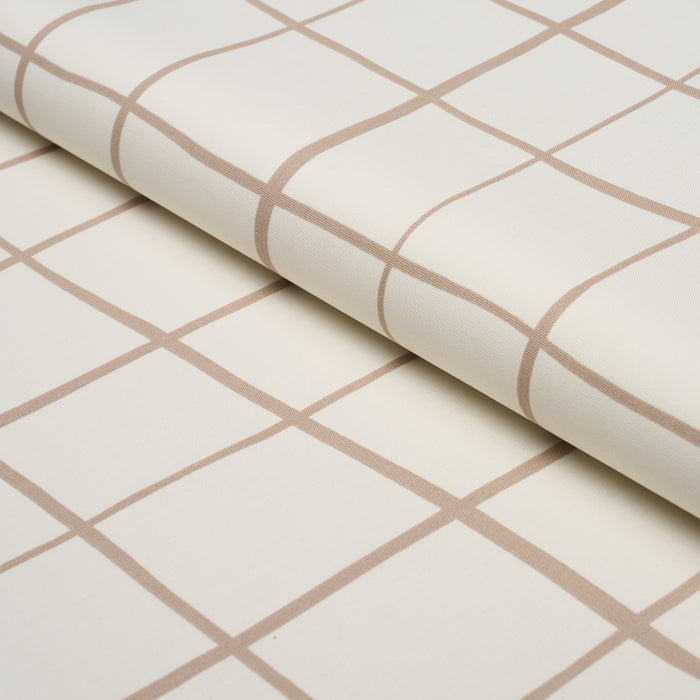 Schumacher Painterly Windowpane Neutral Fabric 180294