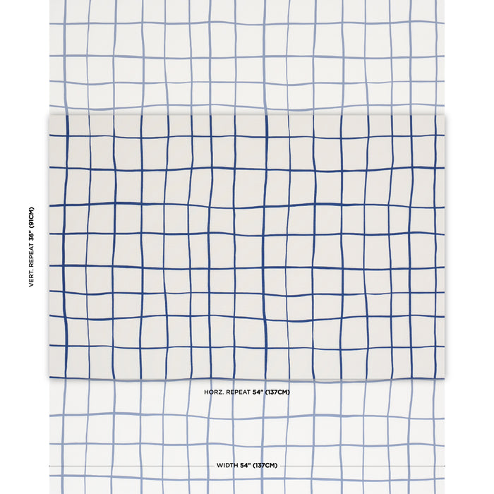 Schumacher Painterly Windowpane Navy Fabric 180295