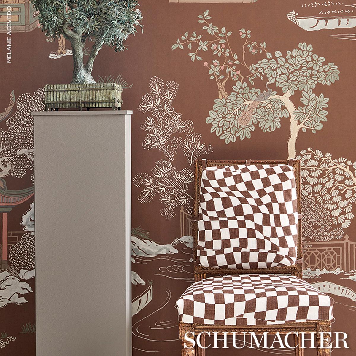 Schumacher Loose Check Brown Fabric 180331