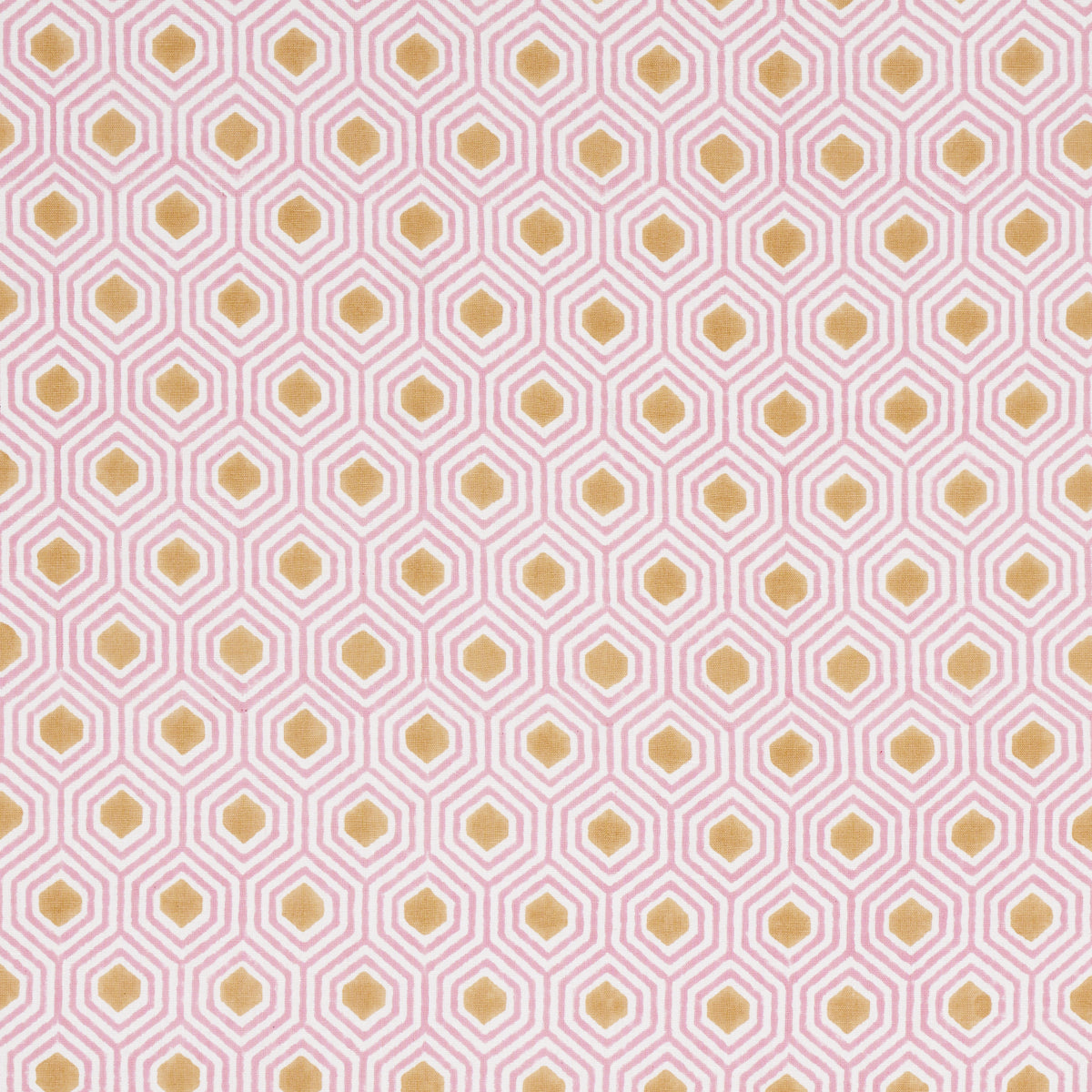 Schumacher Otis Hand Print Pink & Gold Fabric 180372