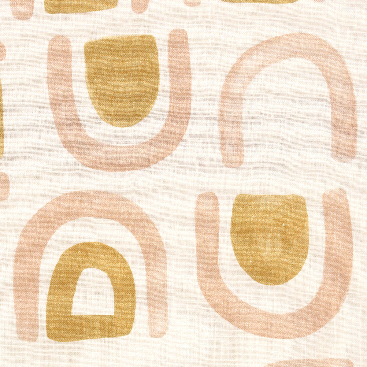 Schumacher Threshold Printed Linen Salt & Ochre Fabric 180423