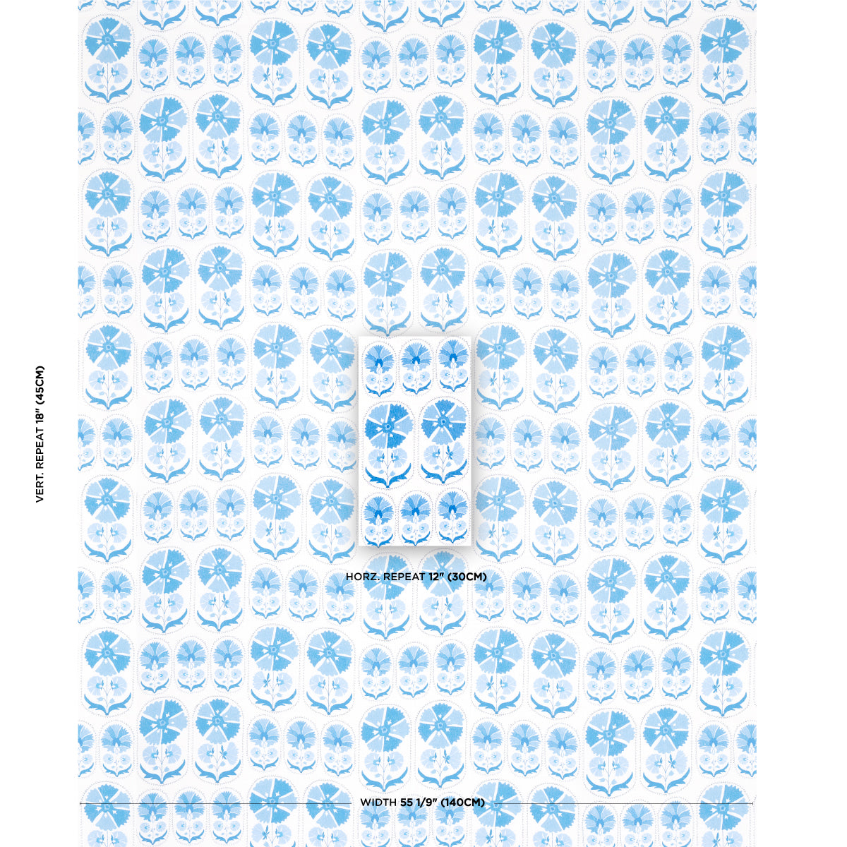 Schumacher Anjuna Floral Linen Print Porcelain Fabric Sample 180481