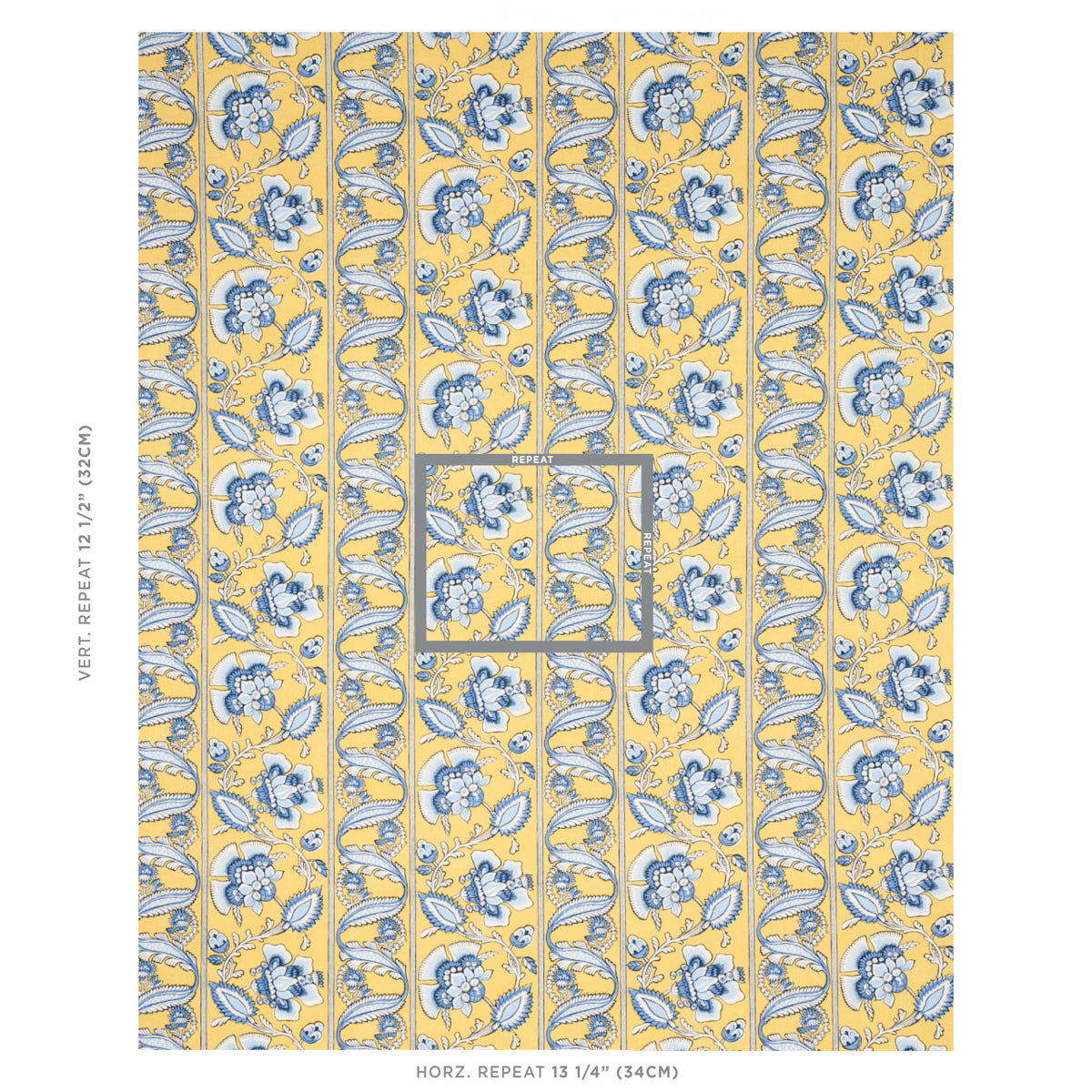Schumacher Marielle Vine Yellow & Delft Fabric Sample 180532