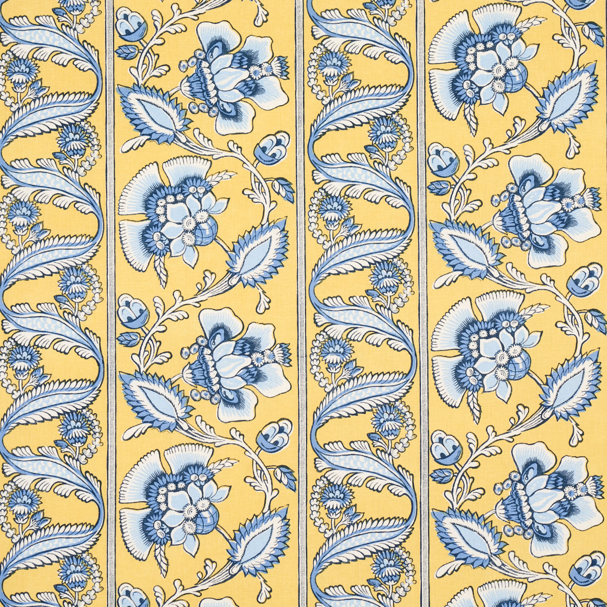 Schumacher Marielle Vine Yellow & Delft Fabric Sample 180532
