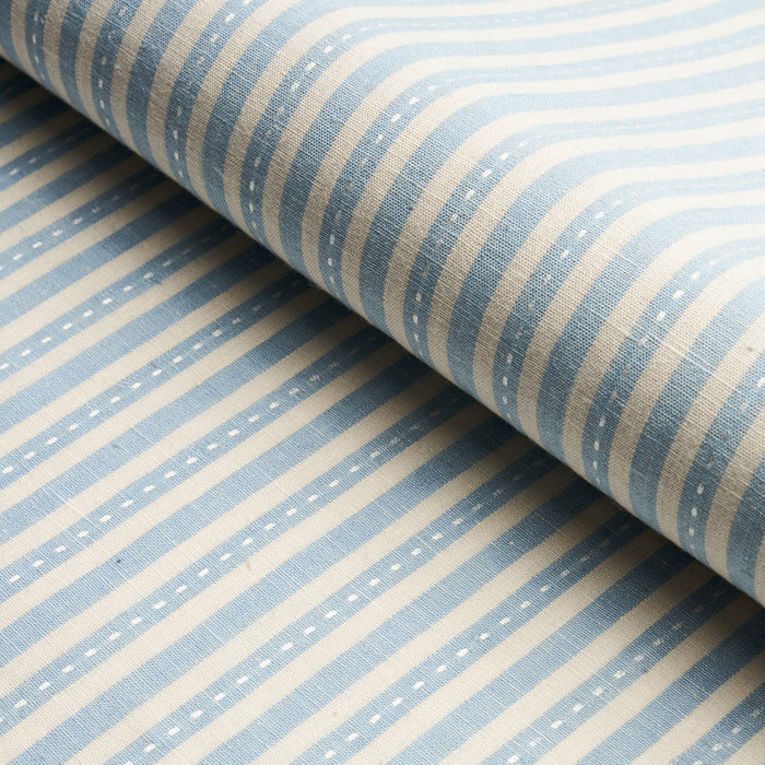 Schumacher Mathis Ticking Stripe Sky Fabric 180590
