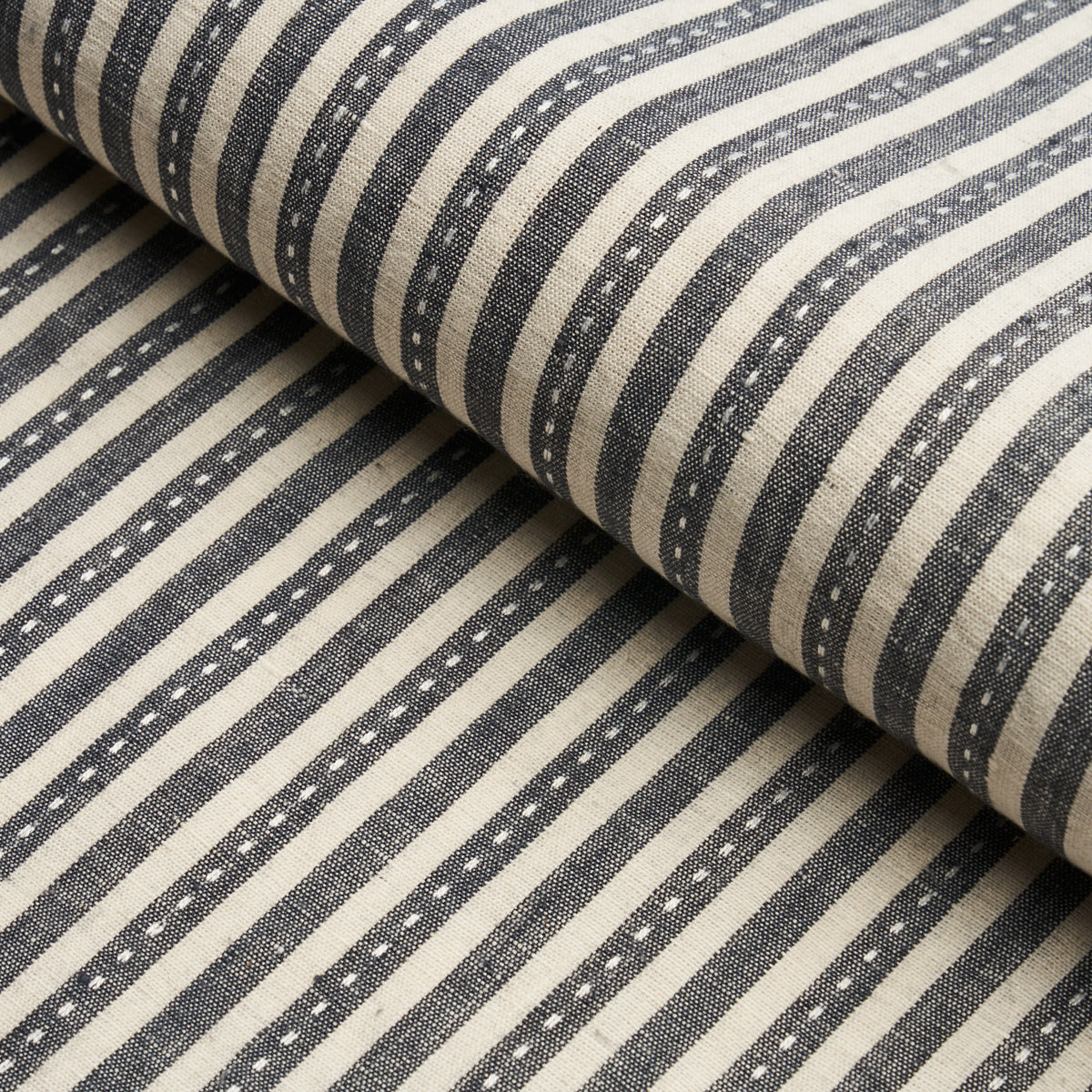 Schumacher Mathis Ticking Stripe Carbon Fabric Sample 180592