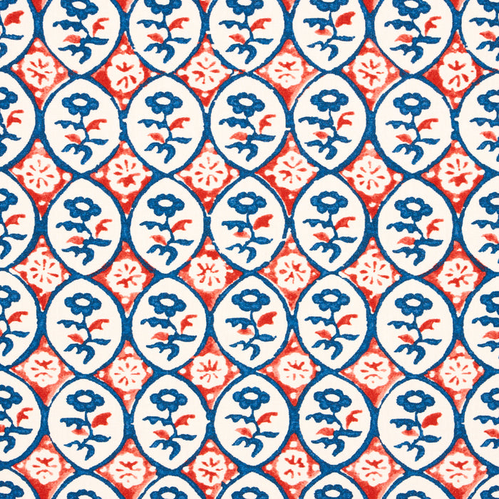 Schumacher Josiane Floral Rouge & Navy Fabric 180600