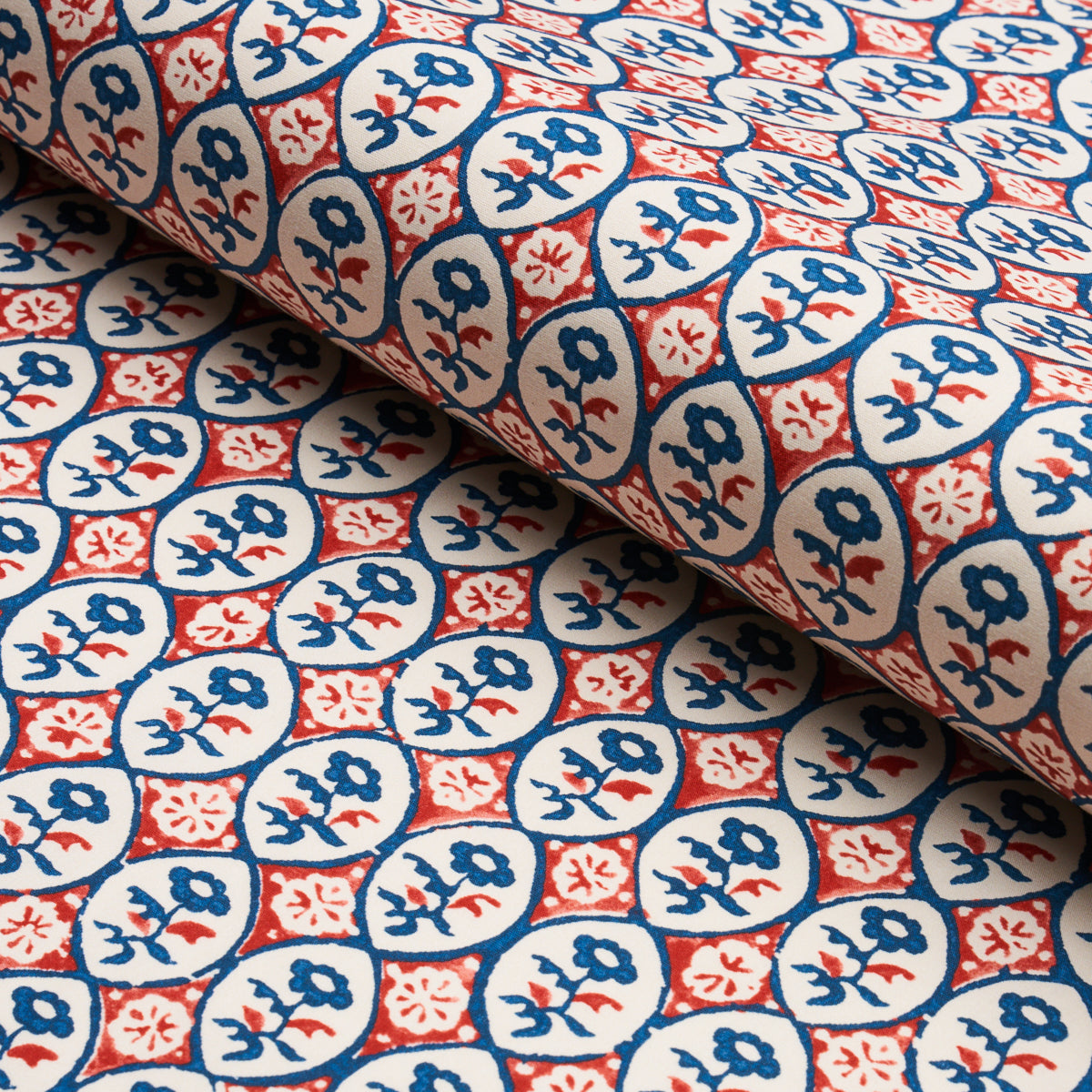 Schumacher Josiane Floral Rouge & Navy Fabric 180600