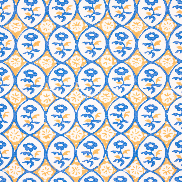 Schumacher Josiane Floral Yellow & Blue Fabric 180601