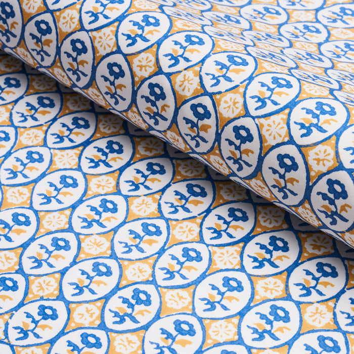 Schumacher Josiane Floral Yellow & Blue Fabric 180601