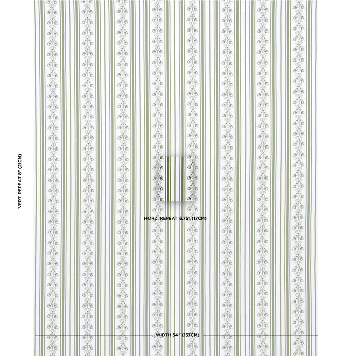 Schumacher Delft Stripe Green Fabric Sample 180661