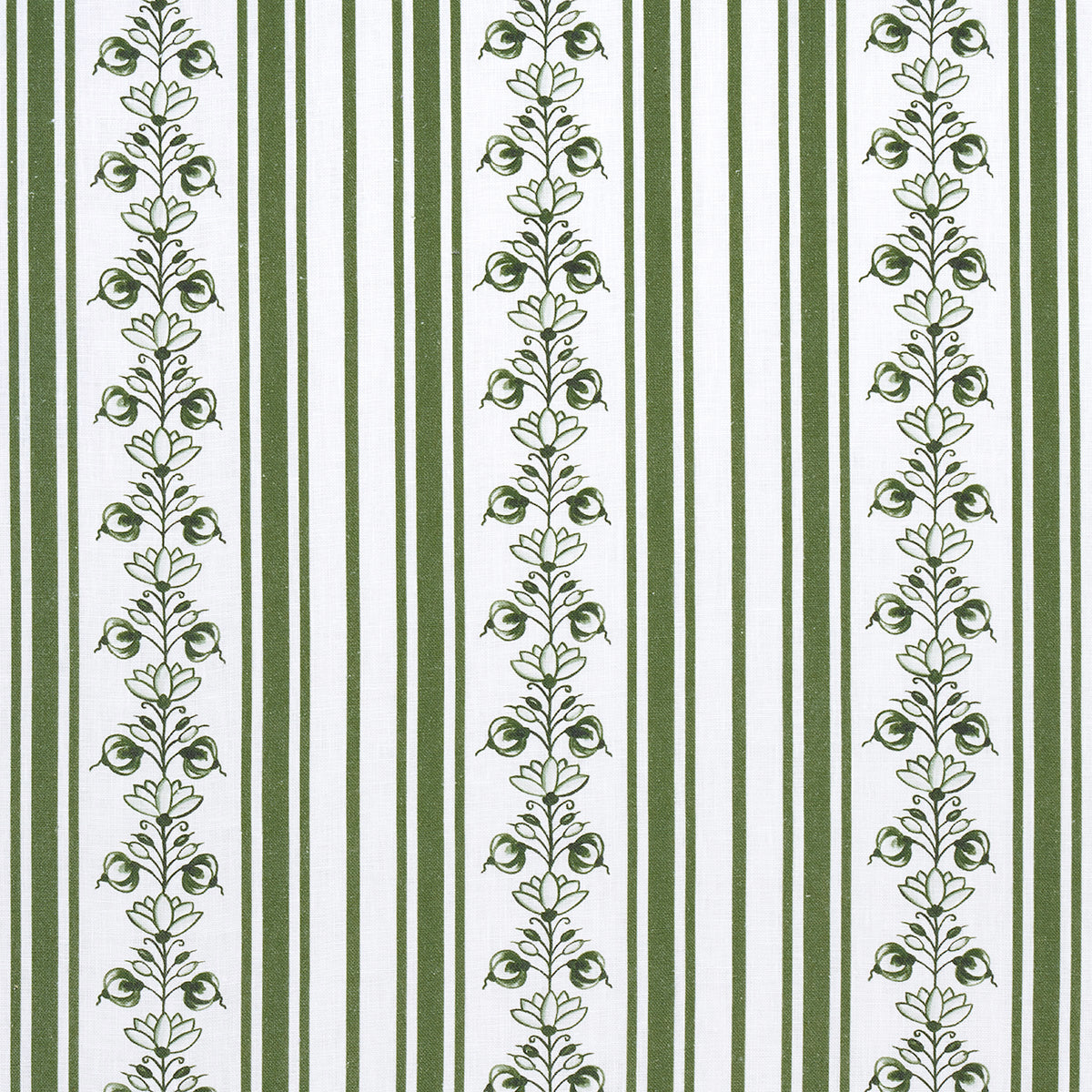 Schumacher Delft Stripe Green Fabric Sample 180661