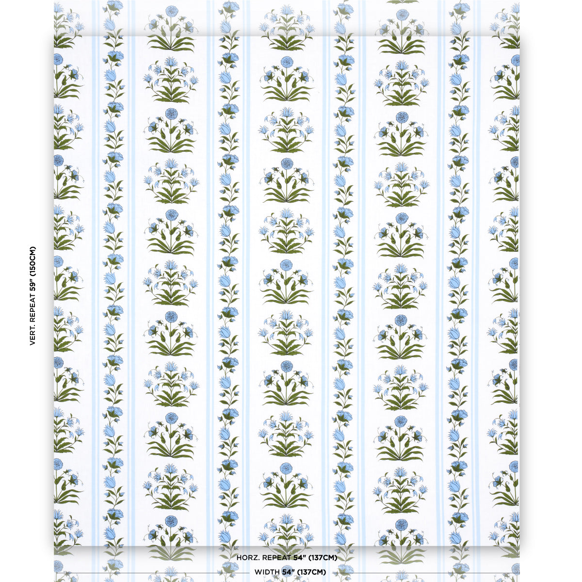 Schumacher Royal Poppy Stripe Sky Fabric Sample 180670